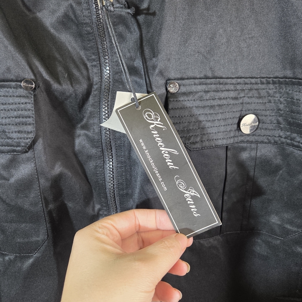 Knockout Jeans 3XLB Black Zip Jacket Big Tall NWT Military Style - Picture 11 of 13